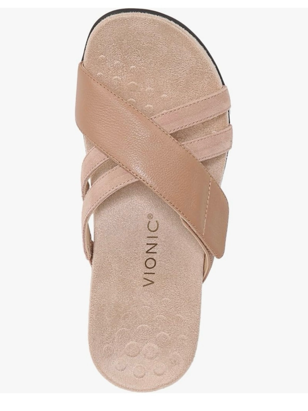 Vionic Women's Beige Crisscross Slide Sandal